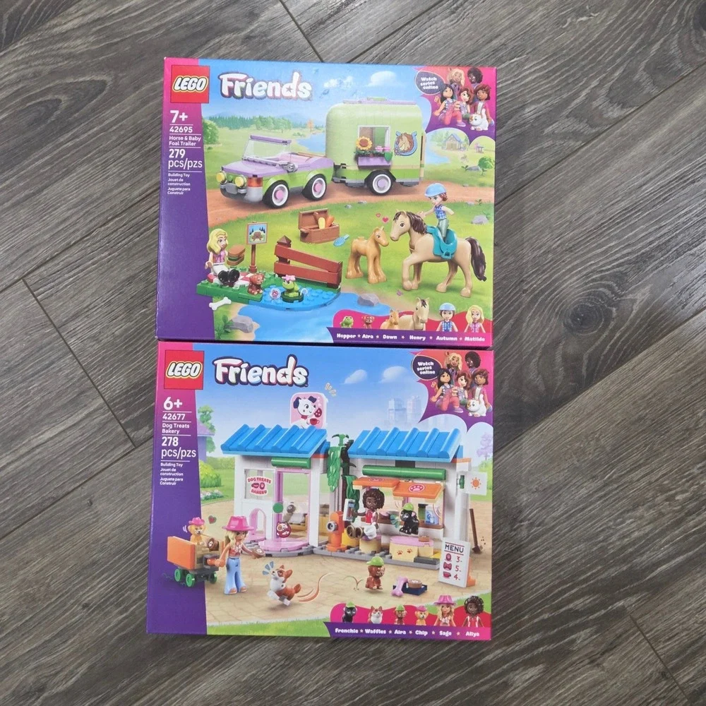 LEGO Friends 42695 Horse Trailer 42677 Dog Bakery Set Bundle Brick Building NEW